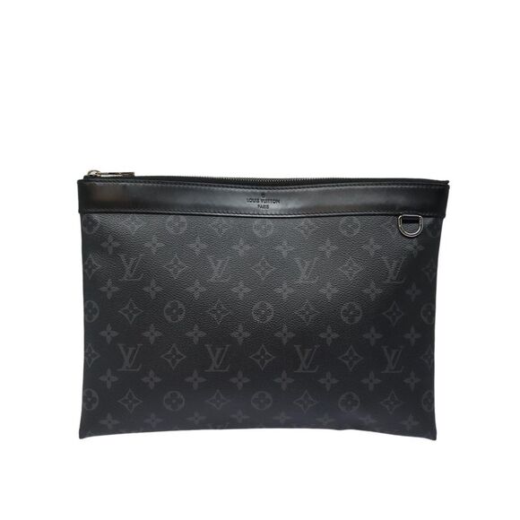 Pre Loved Louis Vuitton Monogram Eclipse Pochette Clutch Unisex Black Clutch - Picture 2 of 8